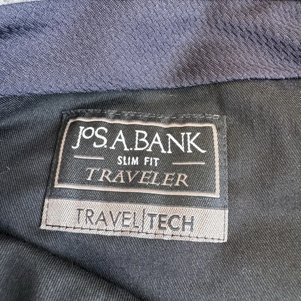 Jos A Bank Traveler TravelTech Dress Pants Mens 34R Slim Fit Blue Wool Stretch